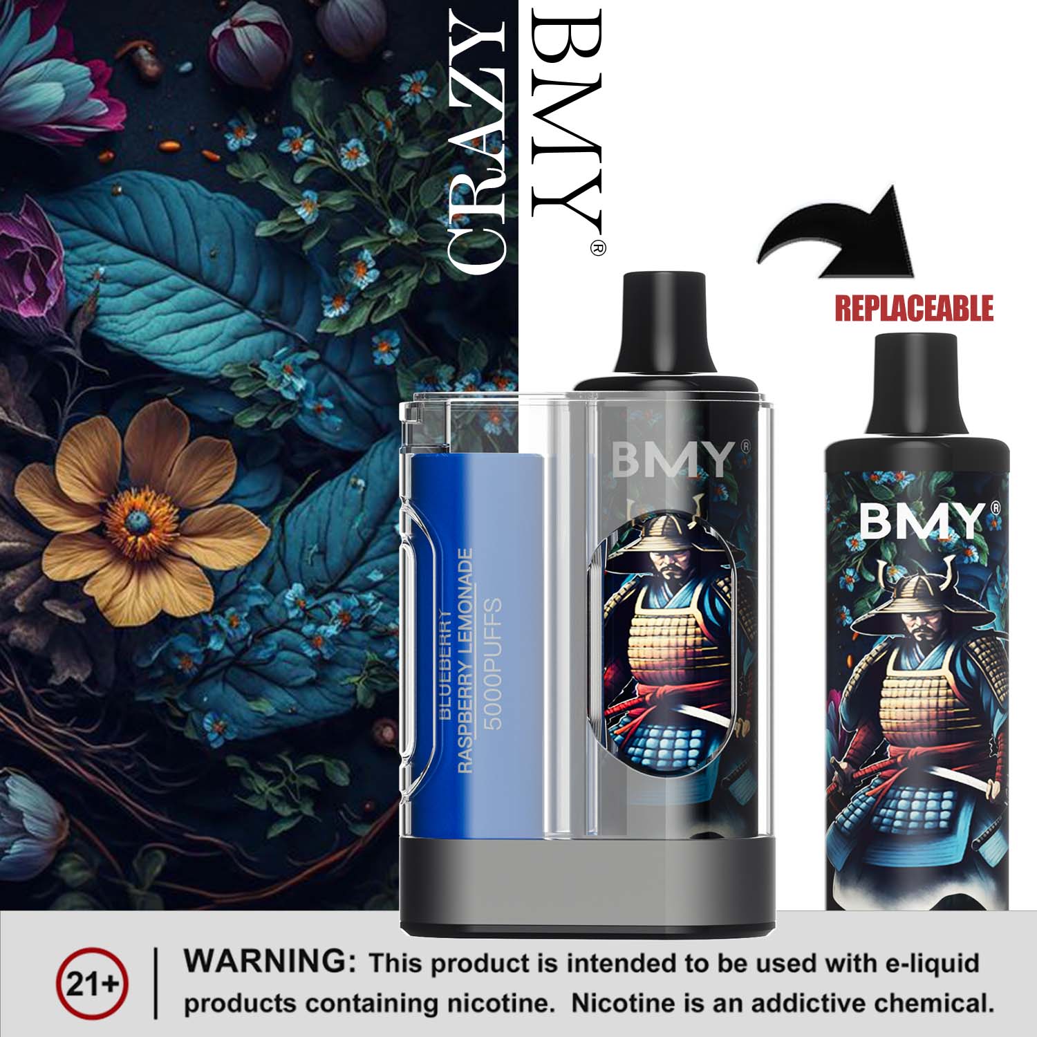 BMY 2024 Novo Vape Descartável Quente 5000 Puff Wape E Cigarro Pré-preenchido Vapes Vaporizador Recarregável Atomizador 5% Carregador de Nicotina Puff Bar