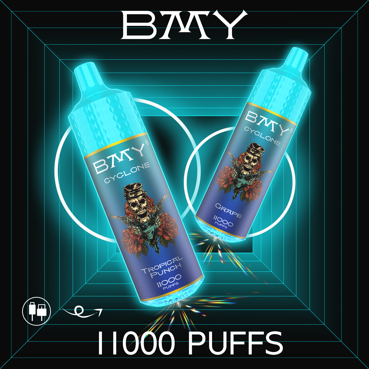 BMY- Tornado 11000 Vape descartável recarregável 