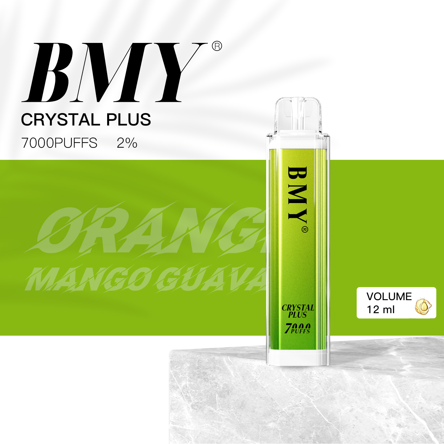 BMY-Crystal Plus 7000 baforadas Vape descartável recarregável